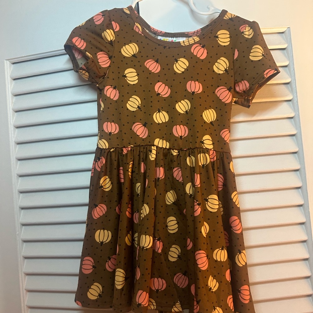 Dot Dot Smile Brown Pumpkin Kids Dress NWOT - Picture 4 of 8